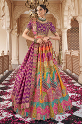 Multi Colored Silk Zari Woven Traditional Lehenga